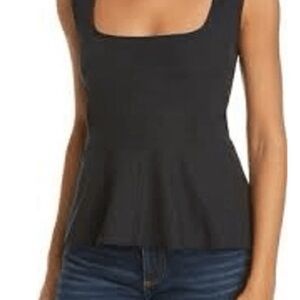 Veronica Beard ‘Basso’ Black Peplum Tank Top